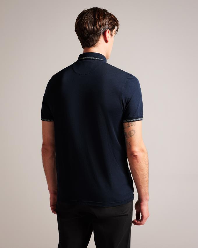 Polo Ted Baker Polo With Striped Details Bleu Marine Homme | ALC-68570929